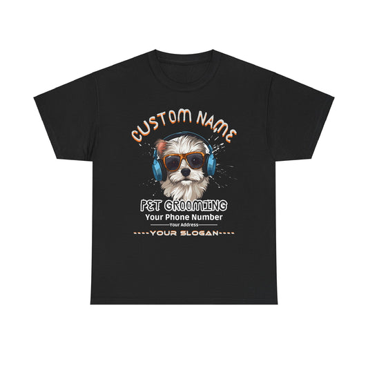 Pet Groomer Personalized T-Shirt, Customizable Business Promotion Shirt, Name Phone Address Slogan, Small Business Marketing Apparel