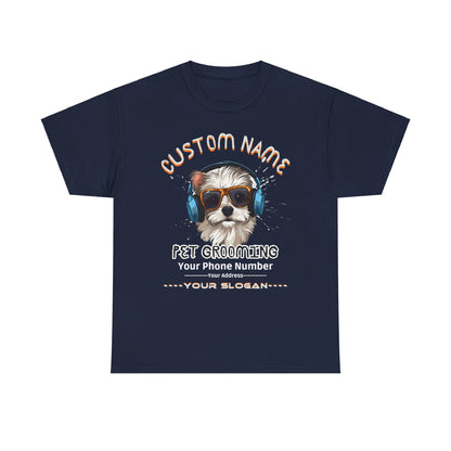 Pet Groomer Personalized T-Shirt, Customizable Business Promotion Shirt, Name Phone Address Slogan, Small Business Marketing Apparel