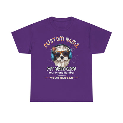 Pet Groomer Personalized T-Shirt, Customizable Business Promotion Shirt, Name Phone Address Slogan, Small Business Marketing Apparel