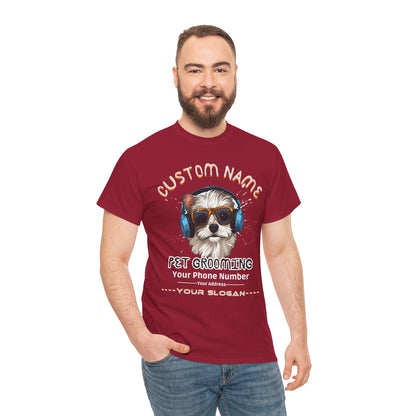 Pet Groomer Personalized T-Shirt, Customizable Business Promotion Shirt, Name Phone Address Slogan, Small Business Marketing Apparel