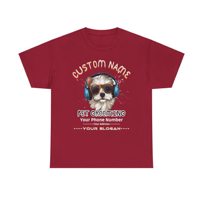 Pet Groomer Personalized T-Shirt, Customizable Business Promotion Shirt, Name Phone Address Slogan, Small Business Marketing Apparel