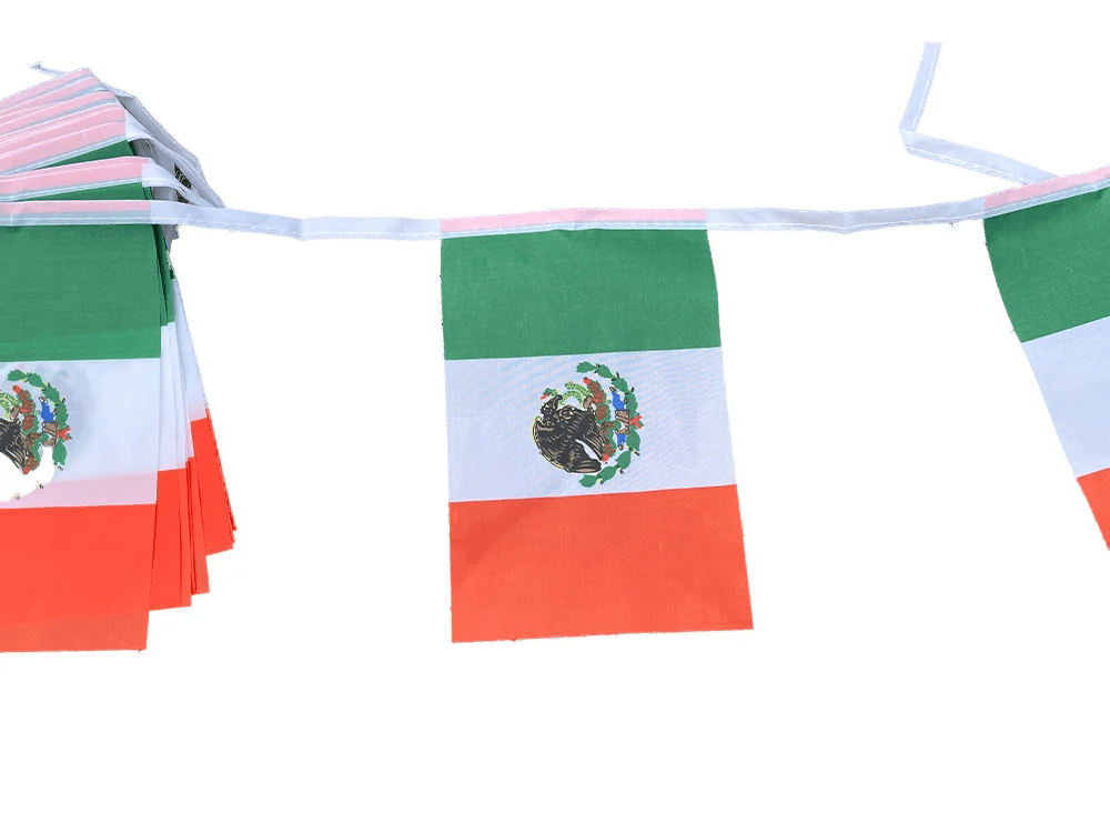 Banderas mexicanas, paquete de 20 banderines de cuerda de 14 x 21 cm para festivales, fiestas y festividades, suministros para fiestas con banderas mexicanas - NY GIftcraft