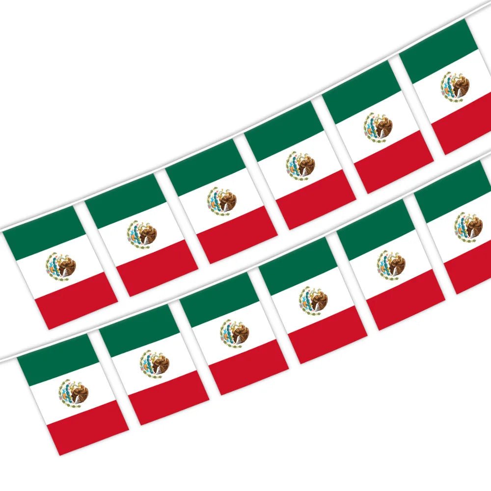 Banderas mexicanas, paquete de 20 banderines de cuerda de 14 x 21 cm para festivales, fiestas y festividades, suministros para fiestas con banderas mexicanas - NY GIftcraft