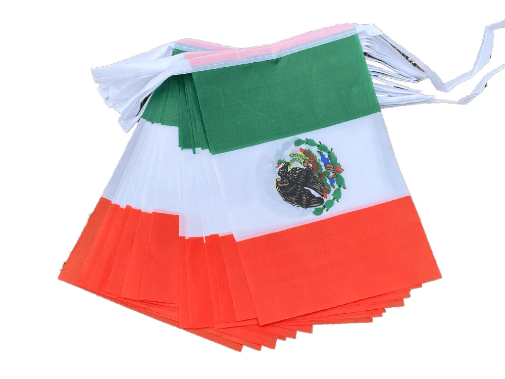 Banderas mexicanas, paquete de 20 banderines de cuerda de 14 x 21 cm para festivales, fiestas y festividades, suministros para fiestas con banderas mexicanas - NY GIftcraft