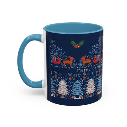 Blue - hued Christmas ceramic Coffee Mug (11, 15oz) - NY GIftcraft