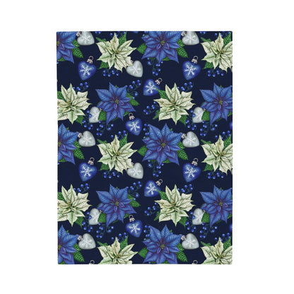 Blue Poinsettia Flower Velveteen Plush Blanket - NY GIftcraft