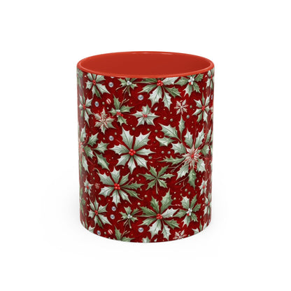 Christmas Poinsettia Ceramic Coffee Mug | Two Sizes 11oz, 15oz. - NY GIftcraft