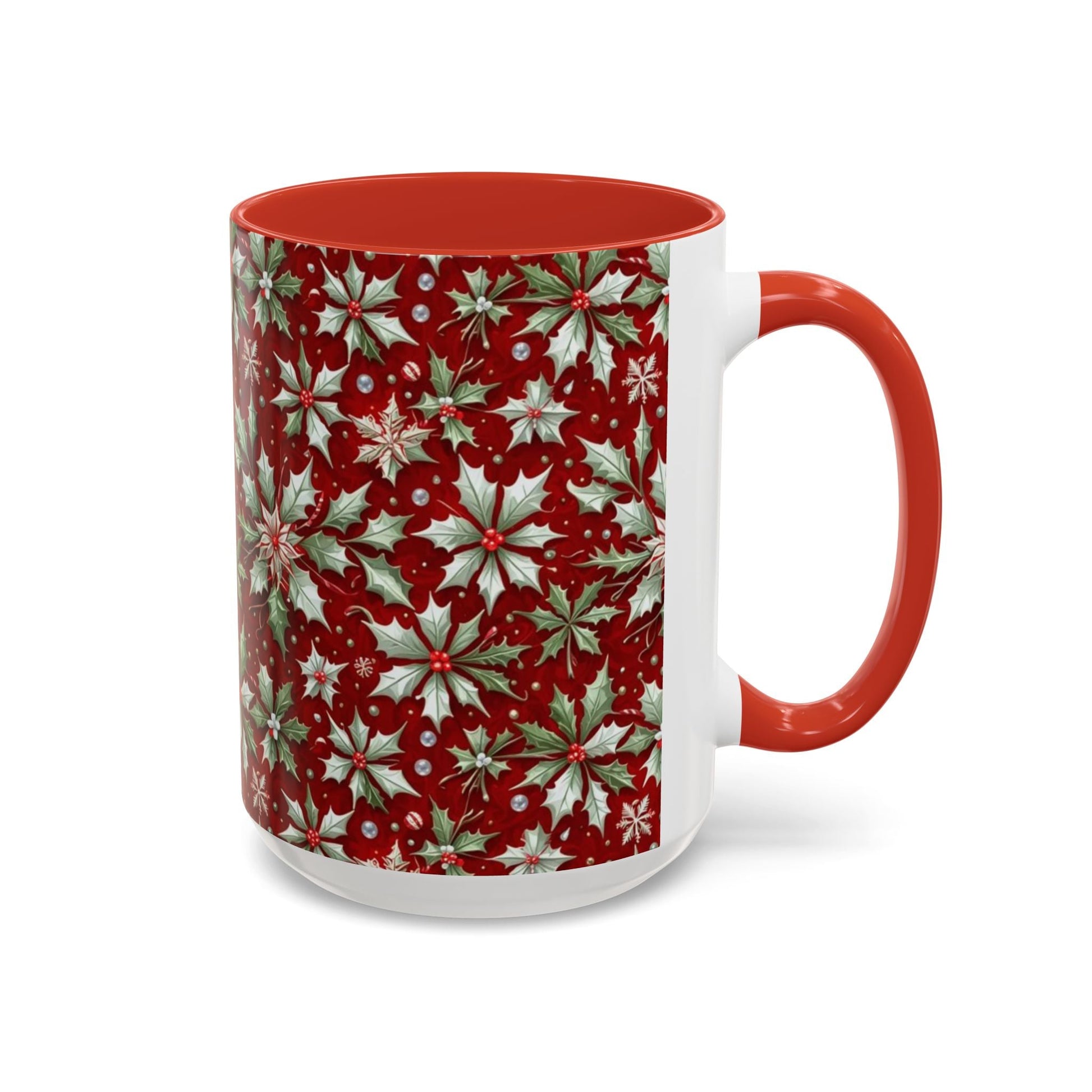 Christmas Poinsettia Ceramic Coffee Mug | Two Sizes 11oz, 15oz. - NY GIftcraft