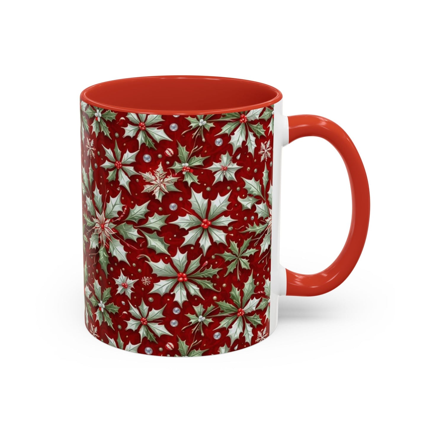 Christmas Poinsettia Ceramic Coffee Mug | Two Sizes 11oz, 15oz. - NY GIftcraft