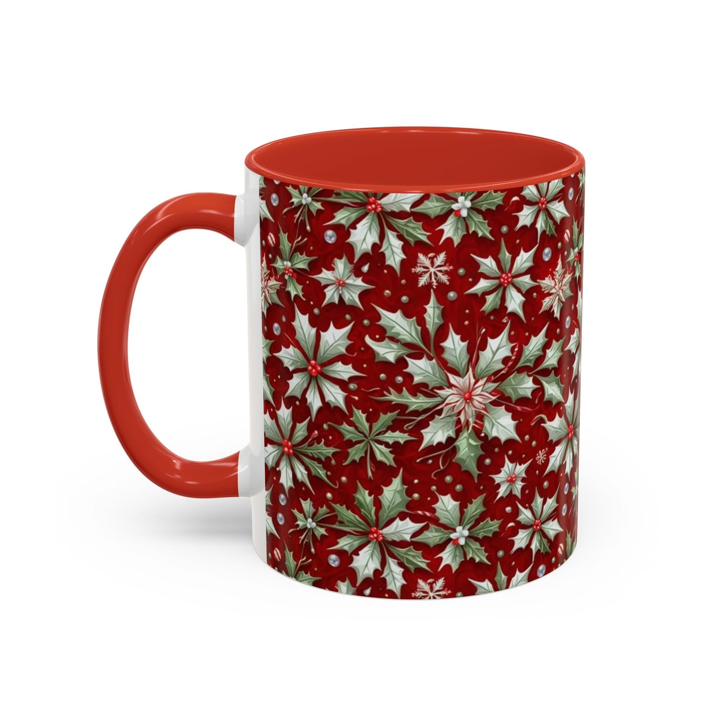 Christmas Poinsettia Ceramic Coffee Mug | Two Sizes 11oz, 15oz. - NY GIftcraft