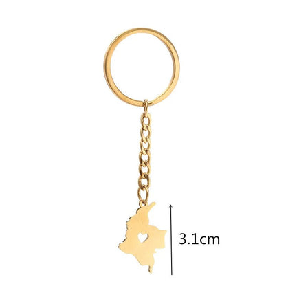 Colombia Map Stainless Steel Keychain | Gold or Silver - NY GIftcraft