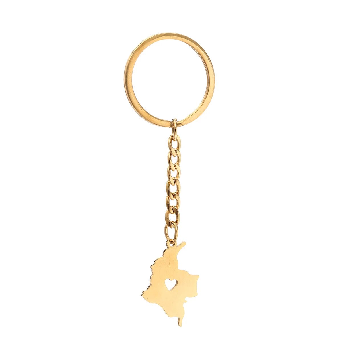 Colombia Map Stainless Steel Keychain | Gold or Silver - NY GIftcraft