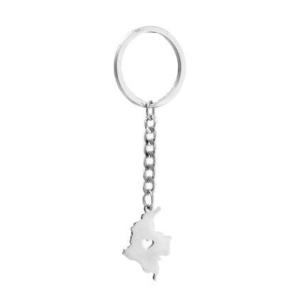 Colombia Map Stainless Steel Keychain | Gold or Silver - NY GIftcraft