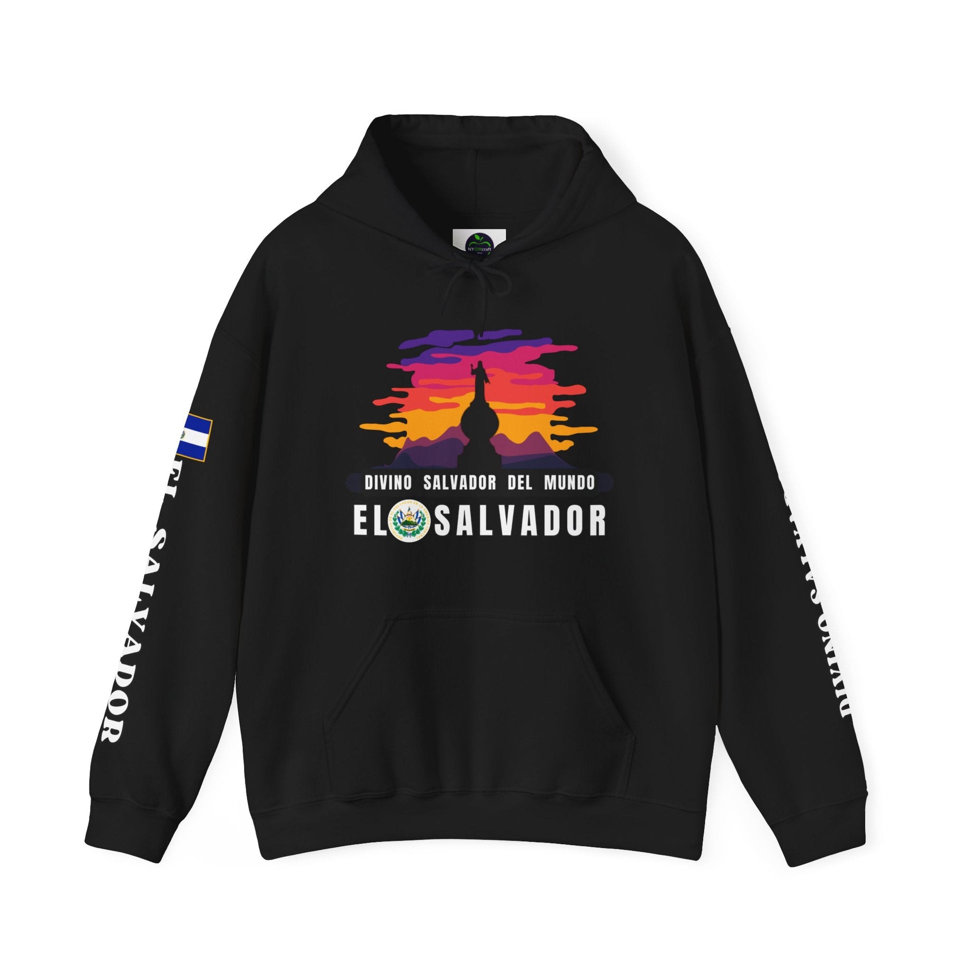 Divino Salvador del Mundo Heavy Blend Hoodie | Comfortable, relaxing and warm feeling | Large Kangaroo Pocket | El Salvador Hoodies - NY GIftcraft