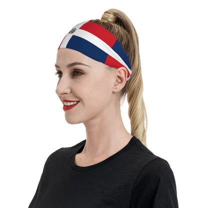 Dominican Republic Flag Yoga Headband: The Ultimate Athletic Accessory for Sweat and Hair Control. Breathe easy with our Sports Sweatband! - NY GIftcraft