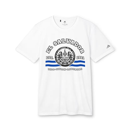 El Salvador adidas® Unisex Sport T-shirt, UPF 50+ protection, Exclusive printed design on the front was created and printed by our store. - NY GIftcraft