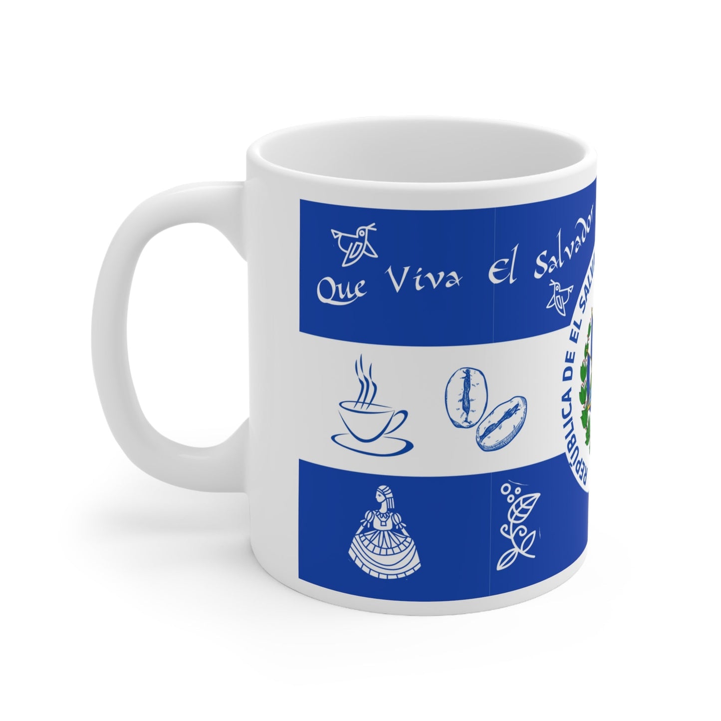 El Salvador Flag Taza 11oz | Ceramic Mug 11oz | microwave and dishwasher safe | Lead and BPA free - NY GIftcraft