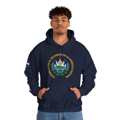 Escudo de El Salvador Unisex Heavy Blend Hoodie | Comfortable, relaxing and warm feeling | Large Kangaroo Pocket | El Salvador Hoodies - NY GIftcraft