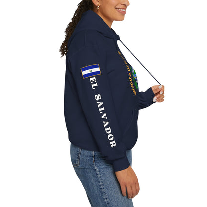 Escudo de El Salvador Unisex Heavy Blend Hoodie | Comfortable, relaxing and warm feeling | Large Kangaroo Pocket | El Salvador Hoodies - NY GIftcraft