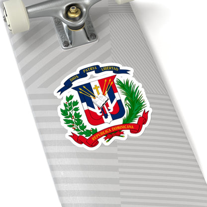 Escudo de Republica Dominicana Stickers | Available in four sizes | Glossy paper finish | Scratch - resistant surface - NY GIftcraft