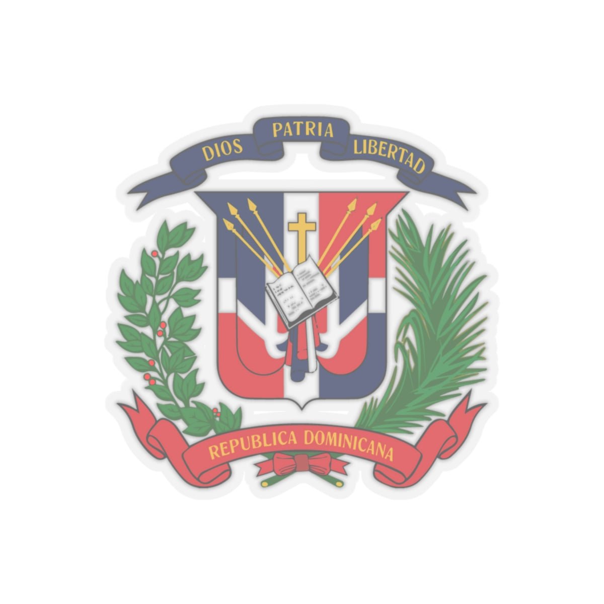 Escudo de Republica Dominicana Stickers | Available in four sizes | Glossy paper finish | Scratch - resistant surface - NY GIftcraft