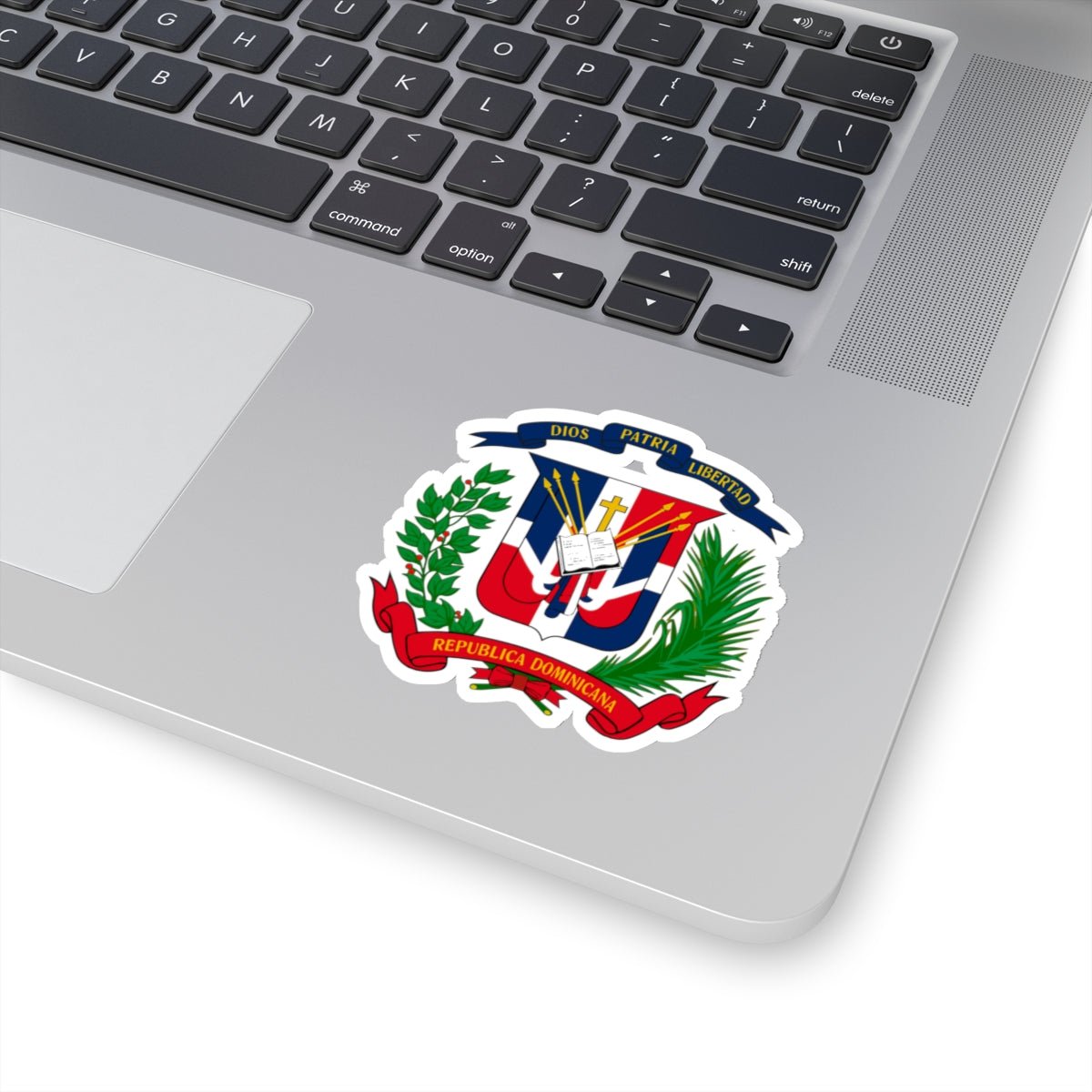 Escudo de Republica Dominicana Stickers | Available in four sizes | Glossy paper finish | Scratch - resistant surface - NY GIftcraft