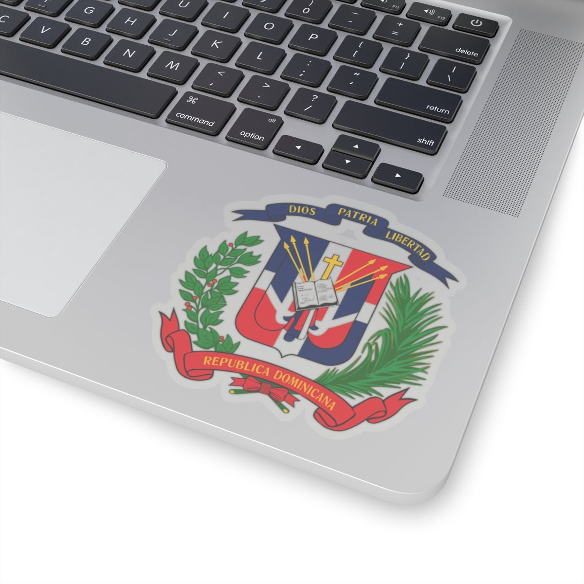 Escudo de Republica Dominicana Stickers | Available in four sizes | Glossy paper finish | Scratch - resistant surface - NY GIftcraft