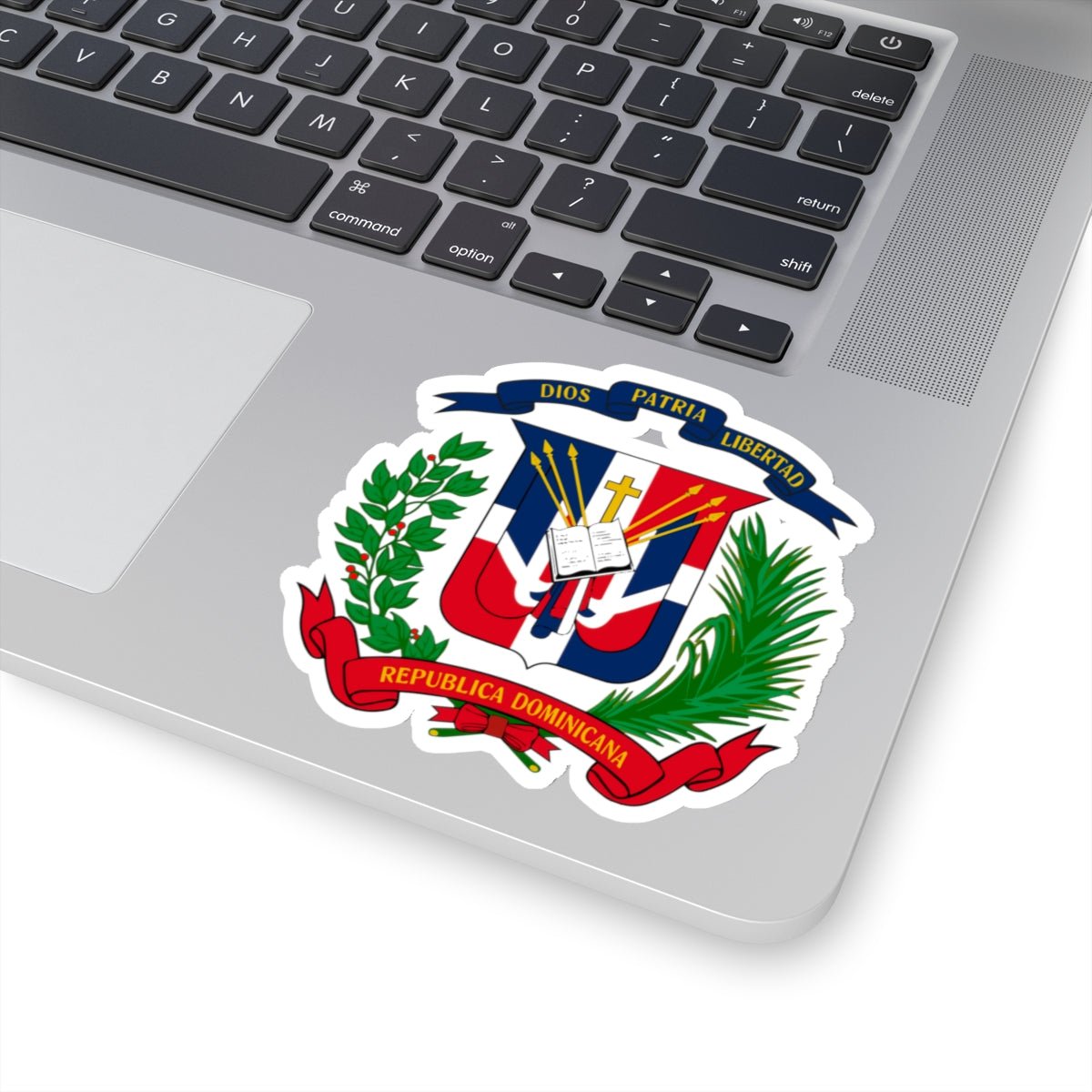 Escudo de Republica Dominicana Stickers | Available in four sizes | Glossy paper finish | Scratch - resistant surface - NY GIftcraft