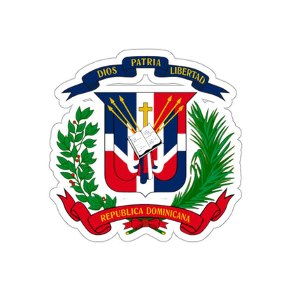 Escudo de Republica Dominicana Stickers | Available in four sizes | Glossy paper finish | Scratch - resistant surface - NY GIftcraft