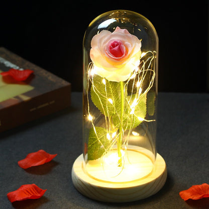 Glass Shade Rose Lamp - NY GIftcraft