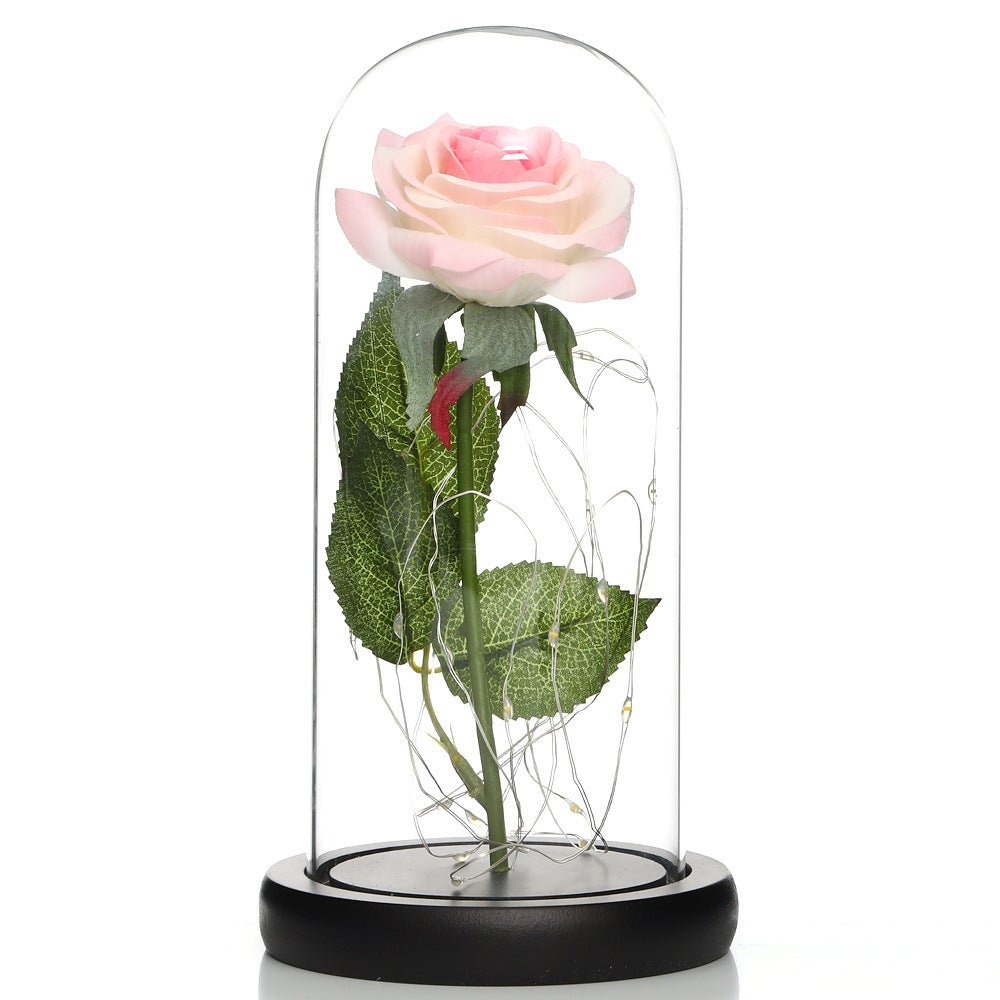 Glass Shade Rose Lamp - NY GIftcraft