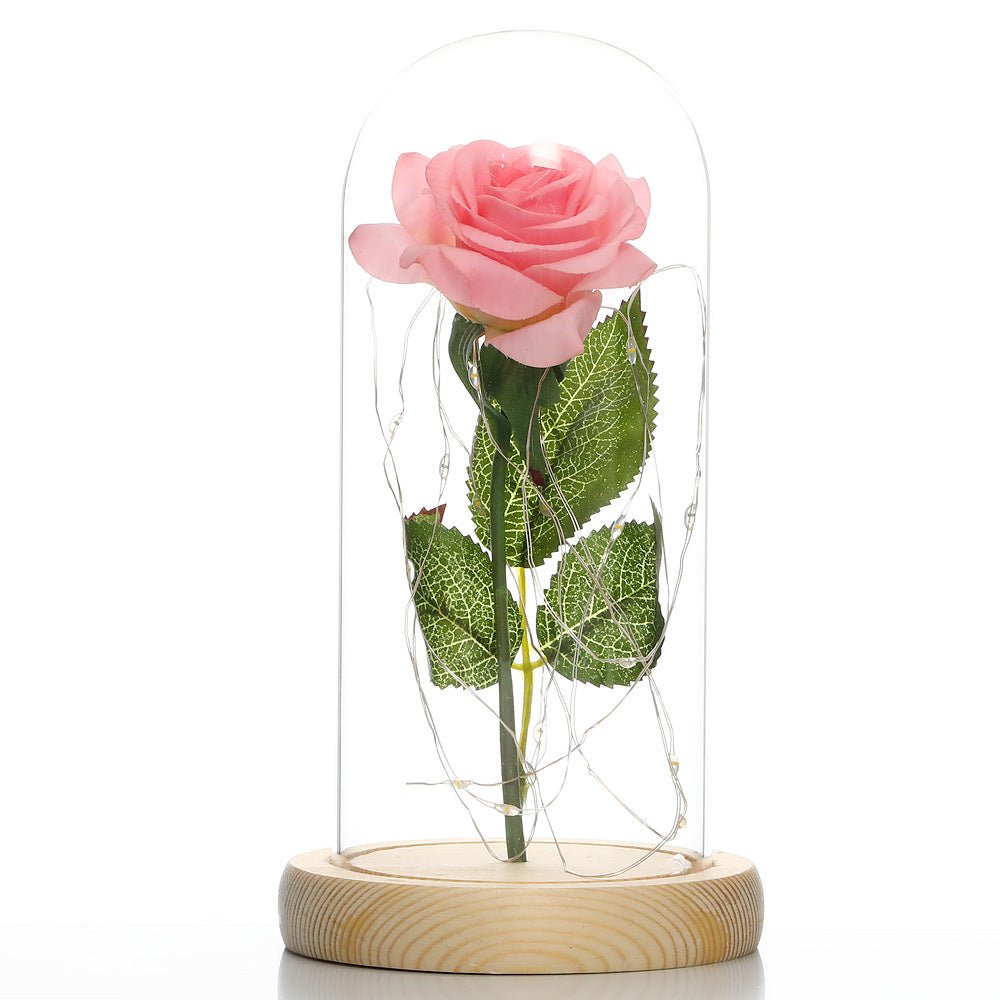 Glass Shade Rose Lamp - NY GIftcraft