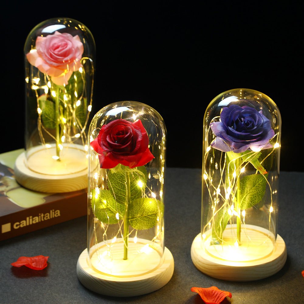 Glass Shade Rose Lamp - NY GIftcraft