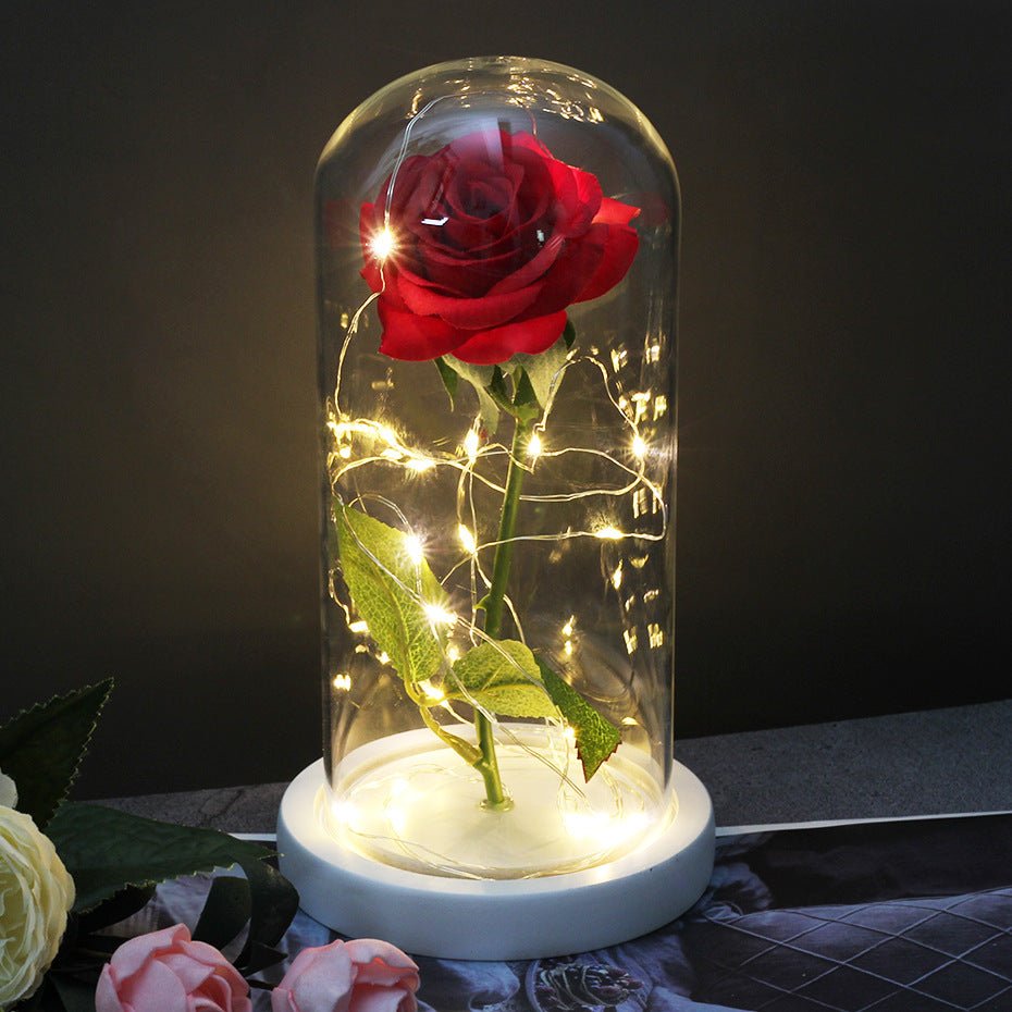 Glass Shade Rose Lamp - NY GIftcraft