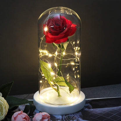 Glass Shade Rose Lamp - NY GIftcraft