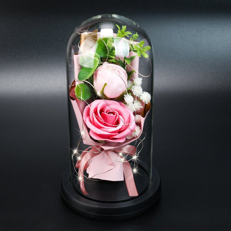 Glass Shade Rose Lamp - NY GIftcraft