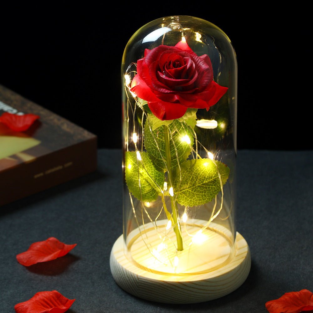 Glass Shade Rose Lamp - NY GIftcraft