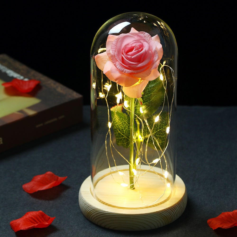 Glass Shade Rose Lamp - NY GIftcraft