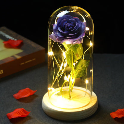 Glass Shade Rose Lamp - NY GIftcraft