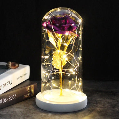 Glass Shade Rose Lamp - NY GIftcraft