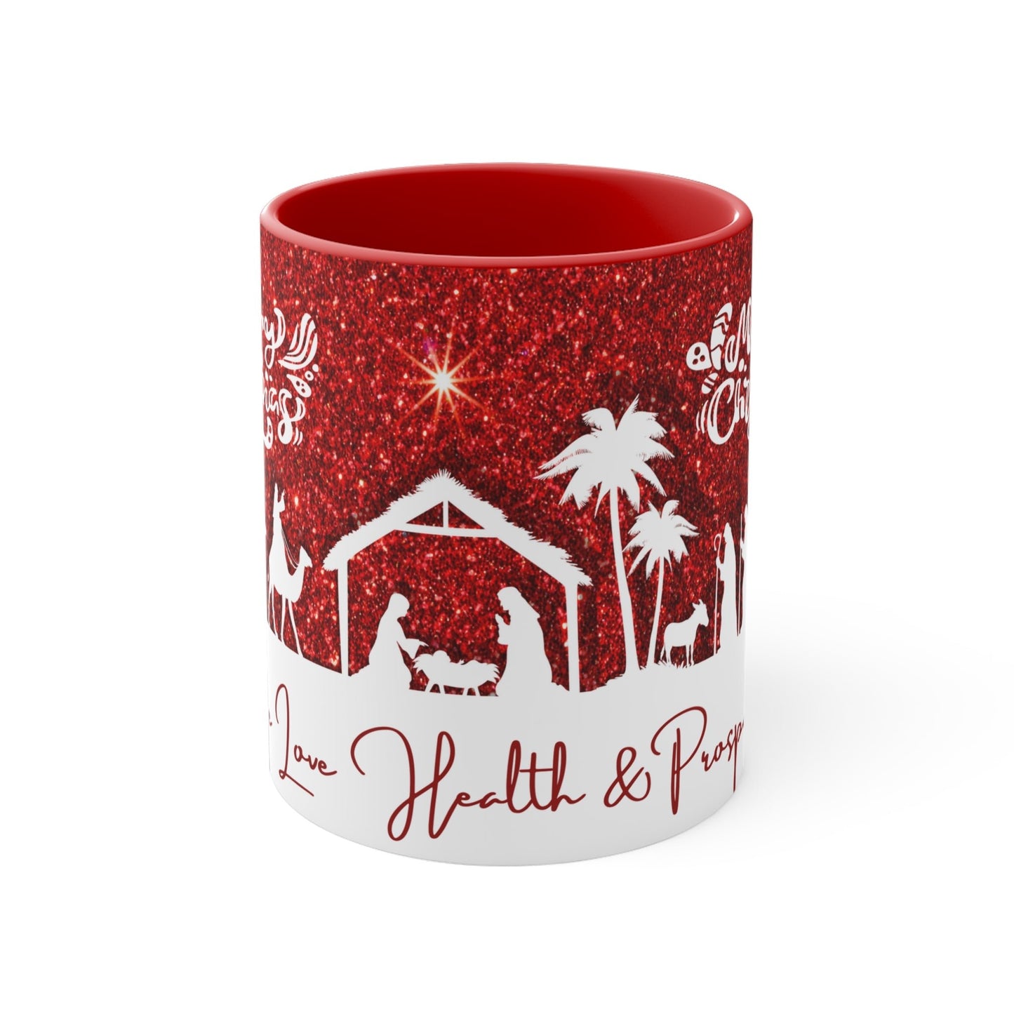 Peace, Love, Health & Prosperity, Merry Christmas, Ceramic Mug 11 oz, for hot drinks. Microwave and Dishwasher Resistant. - NY GIftcraft