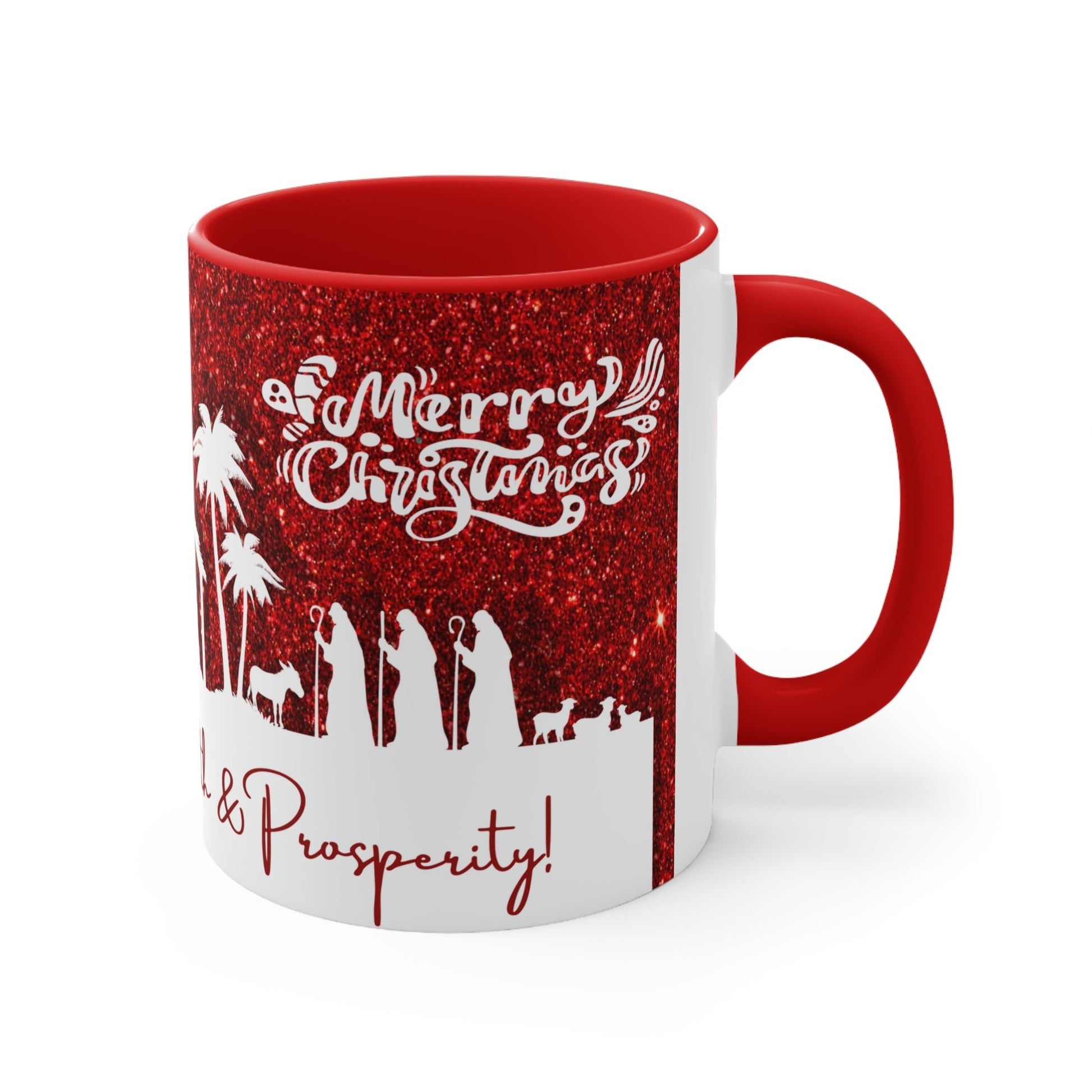 Peace, Love, Health & Prosperity, Merry Christmas, Ceramic Mug 11 oz, for hot drinks. Microwave and Dishwasher Resistant. - NY GIftcraft