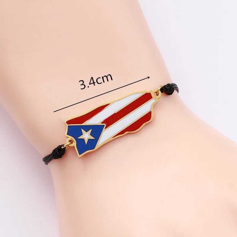 Puerto Rico Map Flag Bracelet Jewelry Stainless Steel PR Puerto Ricans Party Jewelry Gifts - NY GIftcraft