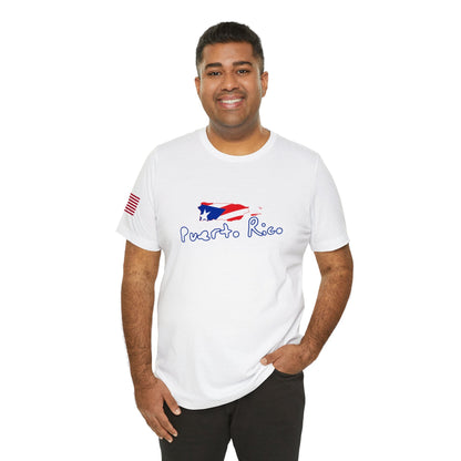 Puerto Rico, PR, Flag and Map, Thick Cotton T-shirt. Unisex - NY GIftcraft