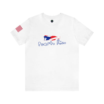 Puerto Rico, PR, Flag and Map, Thick Cotton T-shirt. Unisex - NY GIftcraft