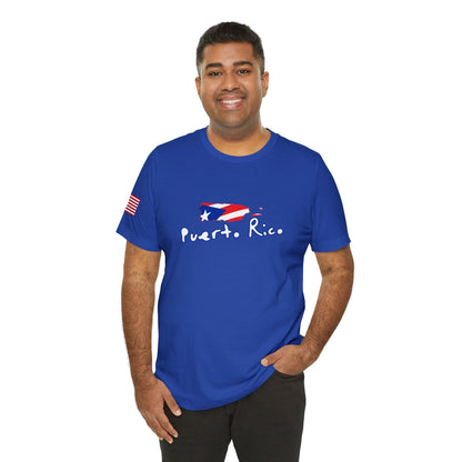 Puerto Rico, PR, Flag and Map, Thick Cotton T-shirt. Unisex - NY GIftcraft