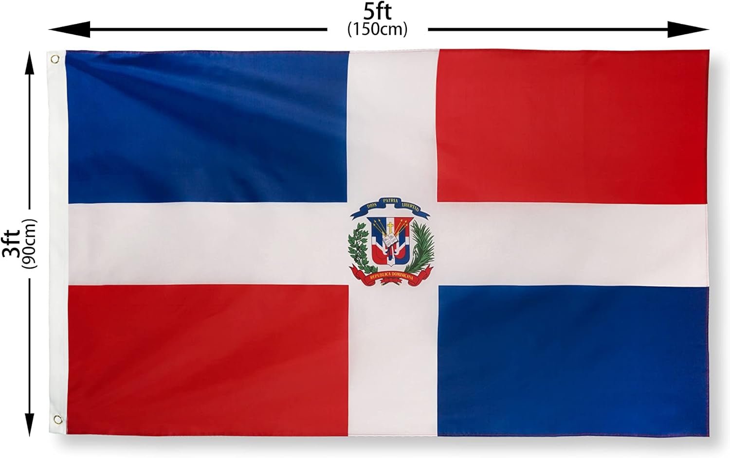 Republica Dominicana Flag Polyester with Brass Grommets 3 X 5 Ft. - NY GIftcraft