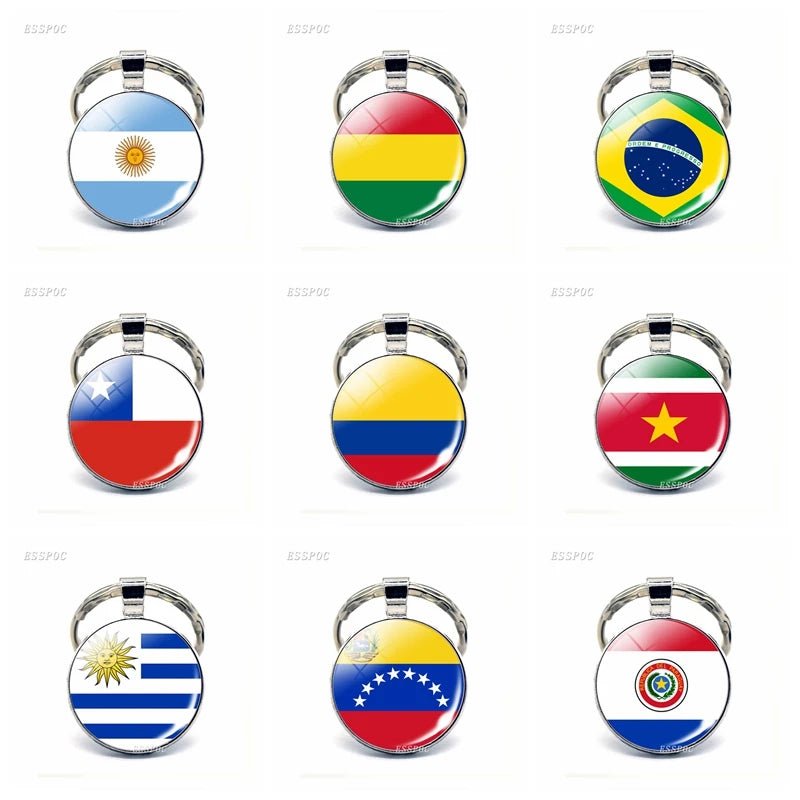 South America Countries Flag Metal KeyChain Tourist Countries Souvenir Gifts - NY GIftcraft