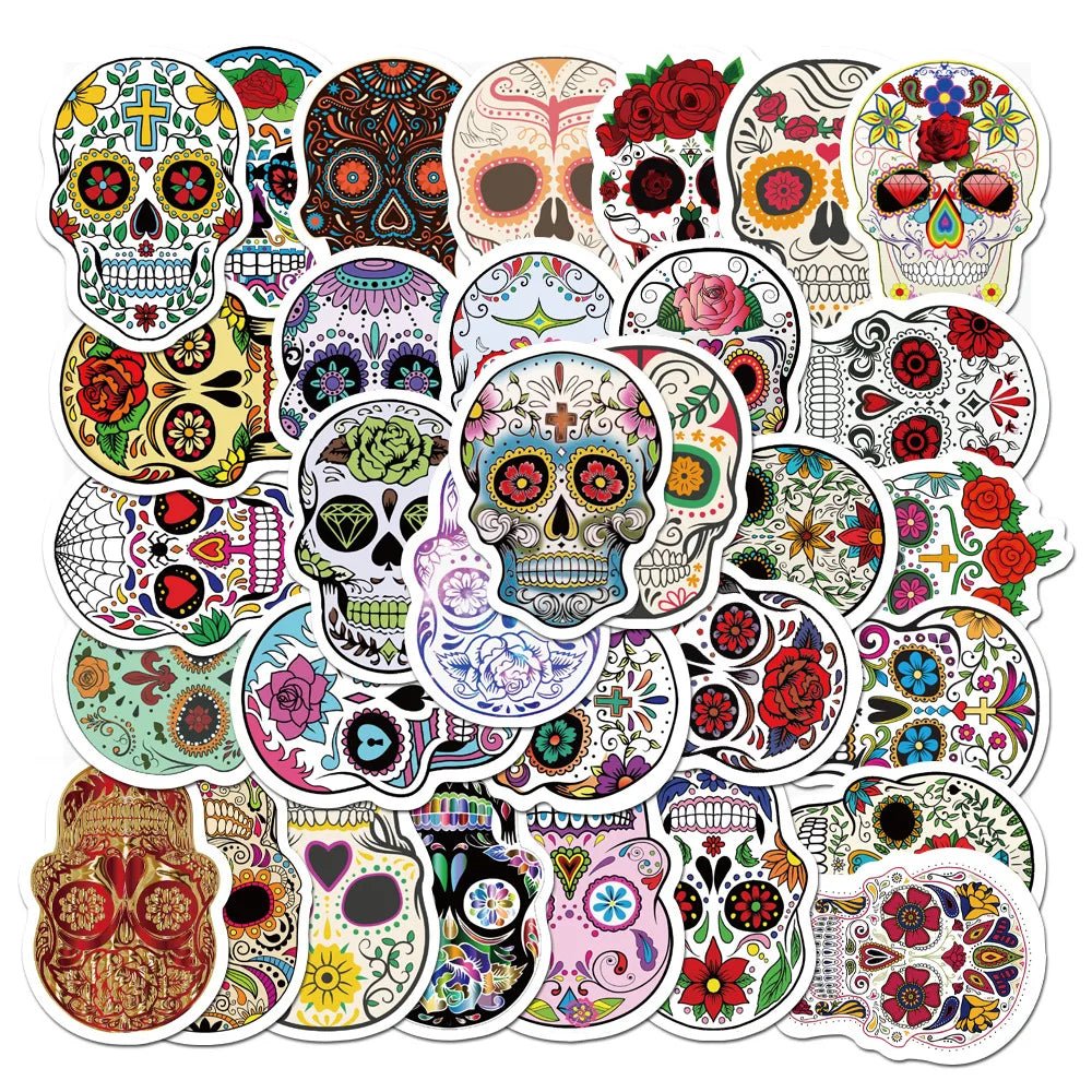 Waterproof Mexico Day of the Dead Party Stickers 50Pcs - NY GIftcraft