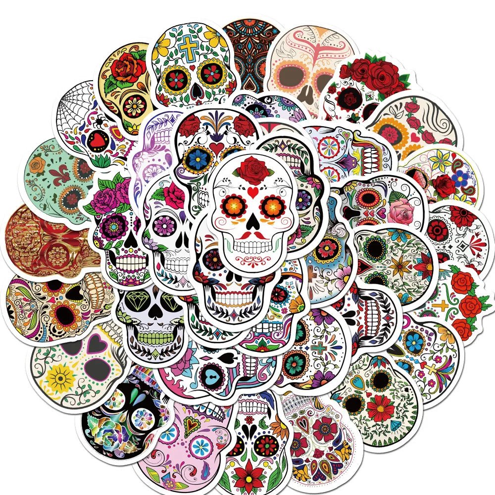 Waterproof Mexico Day of the Dead Party Stickers 50Pcs - NY GIftcraft